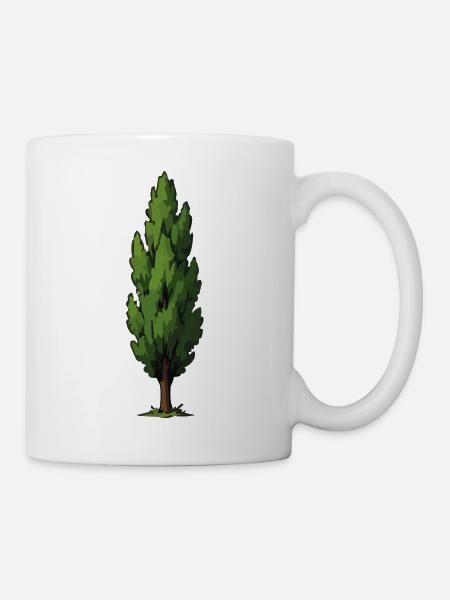 Stilisierte Grüne Baumform - Tasse - Weiß
