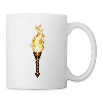 Flammende Fackel – Fantasy Stil - Tasse - Weiß - Rechts