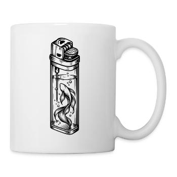 Betta-Fisch im Feuerzeug – Surrealistisches Aquarium - Tasse - Weiß - Rechts