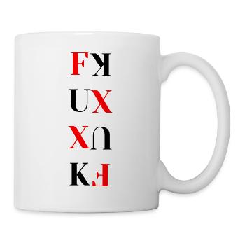 Rot-Schwarz-Typografieblock - Tasse - Weiß - Rechts