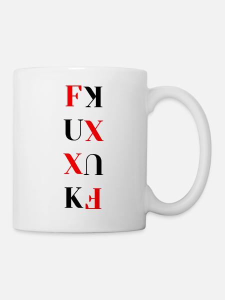 Rot-Schwarz-Typografieblock - Tasse - Weiß