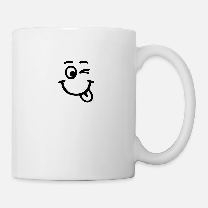 smiley rire clin d'oeil visage - Mug blanc - blanc
