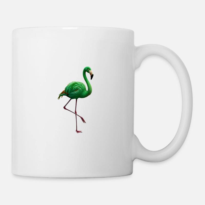 Silhouette du flamant émeraude - Mug blanc - blanc