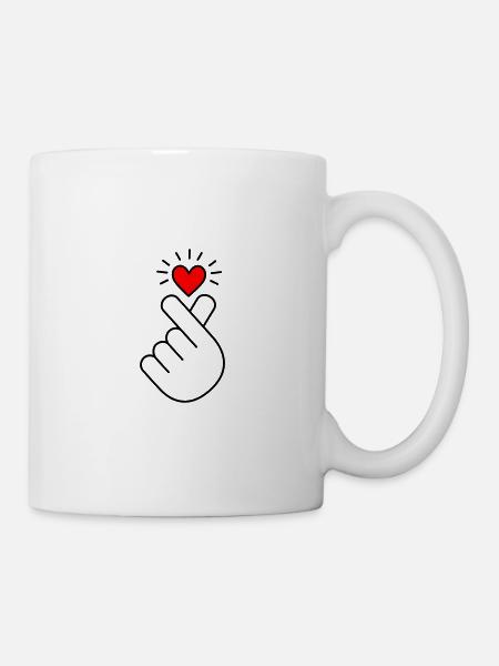 K-Pop Coeur, Corée, Coeur De Doigt, K-drama, Coréen - Mug blanc - blanc