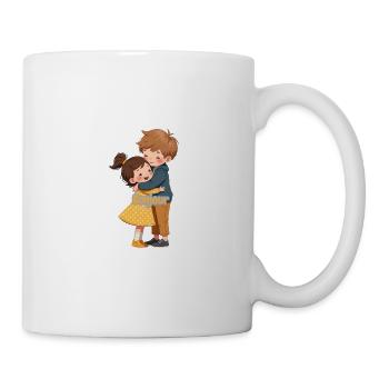 Câlins et Bonjour entre enfants - Mug blanc - blanc - Droite