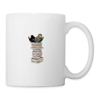 Rotkehlchen Amsel Eule lesen Bücher Vogel - Tasse - Weiß - Rechts
