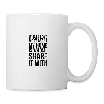 ce que j’aime le plus chez moi, c’est qui je partage - Mug blanc - blanc - Droite