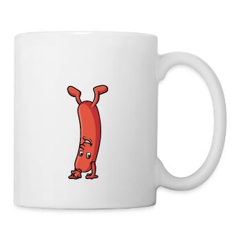 Wurst die einen Handstand macht - Tasse - Weiß - Rechts