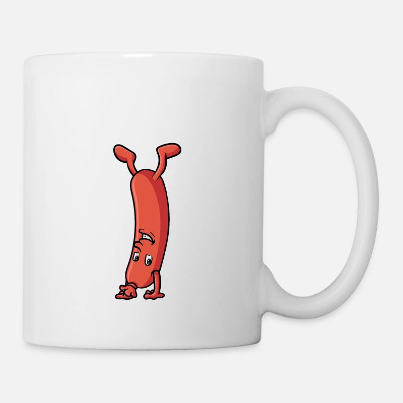 Wurst die einen Handstand macht - Tasse - Weiß
