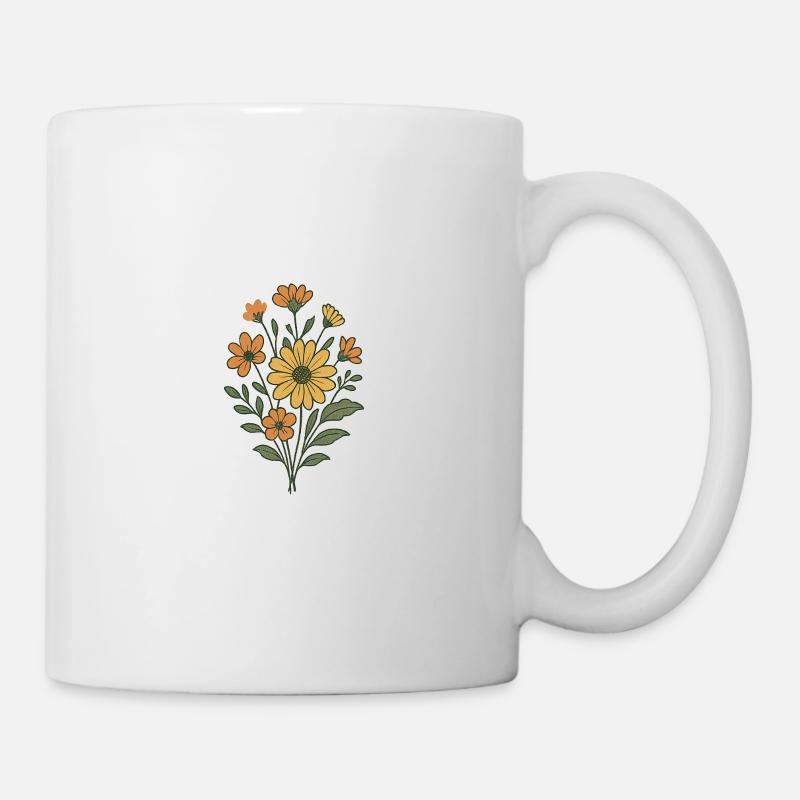 Sonnenblumen Vintage Strauß - Tasse - Weiß
