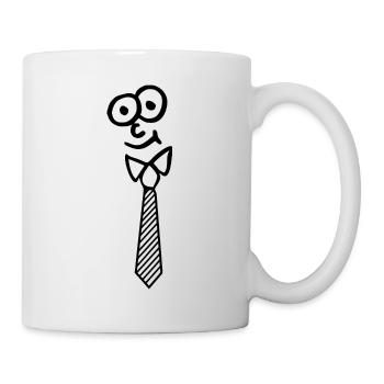 Visage avec une cravate en pointillés drôle - Mug blanc - blanc - Droite