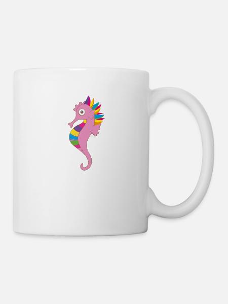 seepferdchen,bunt,regenbogen,bunt - Tasse - Weiß