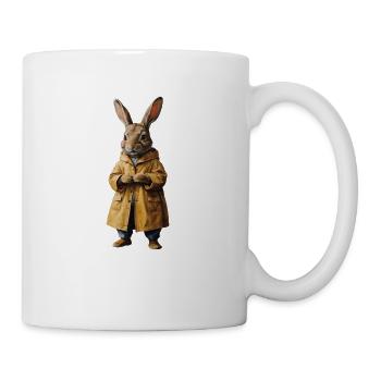 Hase im regenmantel im Retro Style - Tasse - Weiß - Rechts