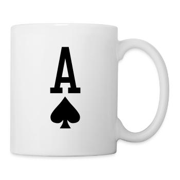 Poker Spielkarte - Pik Ass - Tasse - Weiß - Rechts