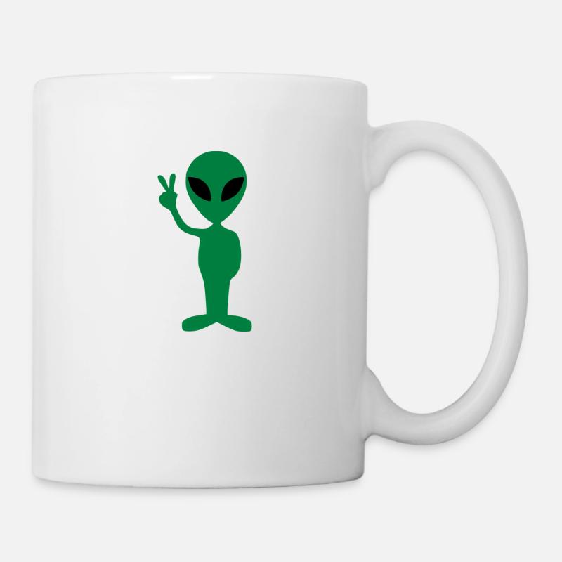 Frieden alien - Tasse - Weiß