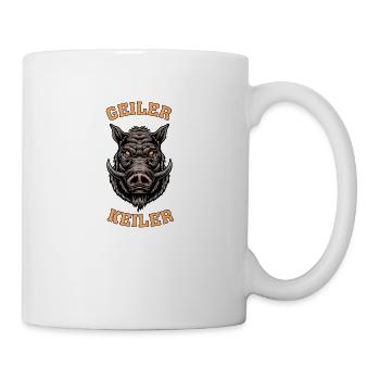 Geiler keiler Jäger Geschenk Jagd Wildschwein - Tasse - Weiß - Rechts