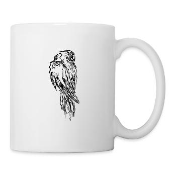 Papagei Portrait Vintage Vogel Zeichnung - Tasse - Weiß - Rechts