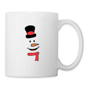 Schneemann Gesicht mit Schal und Hut - Tasse - Weiß - Rechts