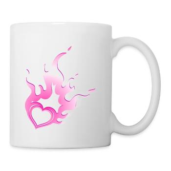 brennendes Herz - Tasse - Weiß - Rechts