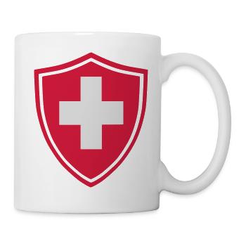 Schweiz Kreuz Button - original - Tasse - Weiß - Rechts