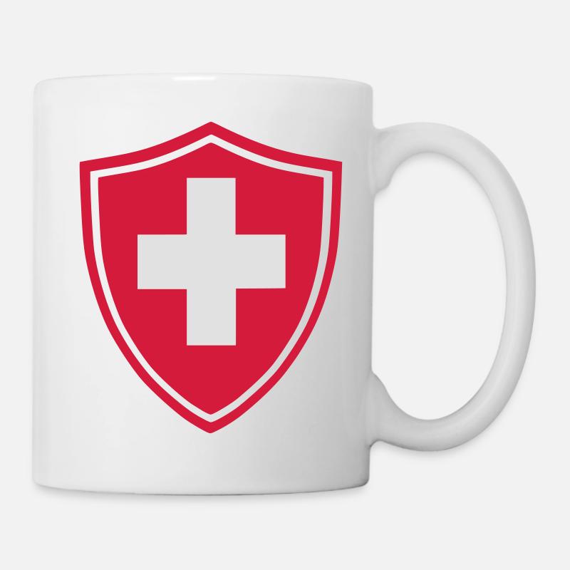 Schweiz Kreuz Button - original - Tasse - Weiß