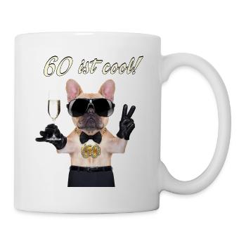 NEU Geburstags Mops 60 ist cool RAHMENLOS Geschenk - Tasse - Weiß - Rechts