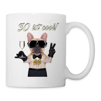 NEU Geburstags Mops 30 ist cool RAHMENLOS Geschenk - Tasse - Weiß - Rechts