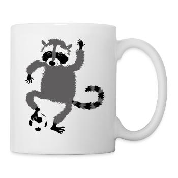 Waschbär Fussball - Tasse - Weiß - Rechts