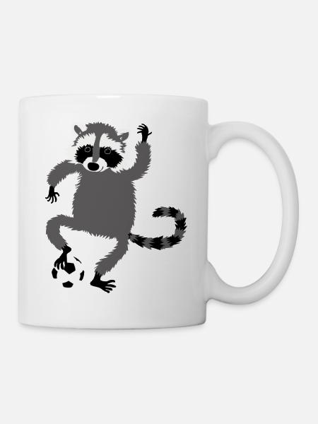 Waschbär Fussball - Tasse - Weiß