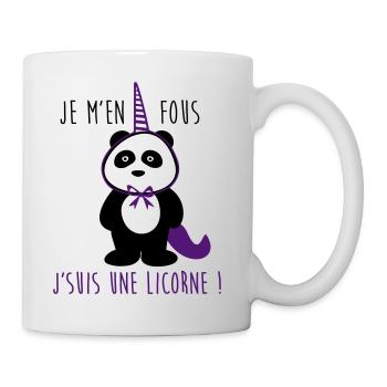 je m'en fous je suis une licorne,panda - Mug blanc - blanc - Droite