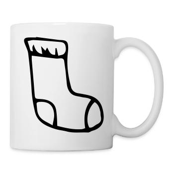 Socke, Weihnachtssocke,Strumpf,Noel,Geschenk - Tasse - Weiß - Rechts