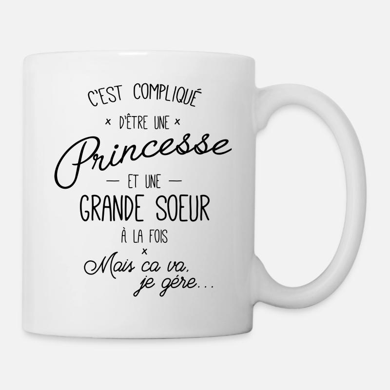 Princesse et grande soeur c'est compliqué - Mug blanc - blanc