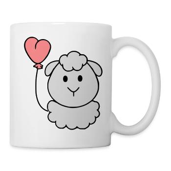 Schäfchen mit Herzballon - Tasse - Weiß - Rechts