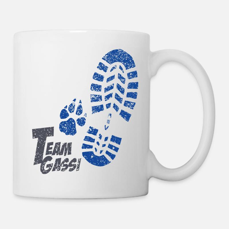Fussabdruecke blau - Tasse - Weiß