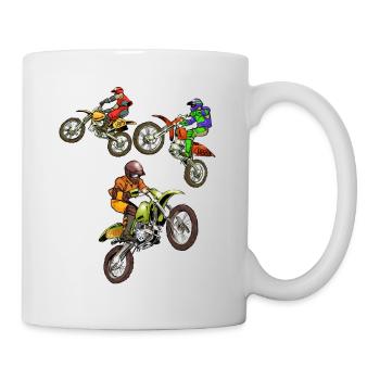 Comic Motocross - 3 Bikes - Tasse - Weiß - Rechts