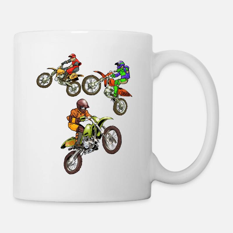 Comic Motocross - 3 Bikes - Tasse - Weiß