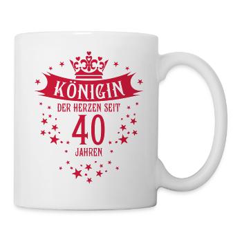 Königin der Herzen seit 40 Jahren Geburtstag - Tasse - Weiß - Rechts