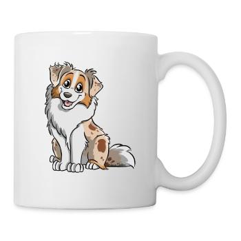 Red Merle Australian Shepherd - Tasse - Weiß - Rechts