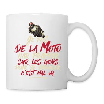 "Je fais de la moto" t-shirt humour moto - Mug blanc - blanc - Droite