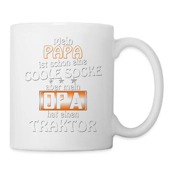 papa coole socke TRAKTOR - Tasse - Weiß - Rechts