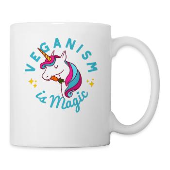 Vegan Unicorn TShirt - Veganism is Magic (Blue) - Mug - white - Right