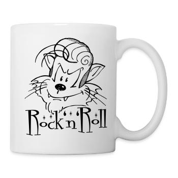 Rock'n'Roll Cat, Design von Mondwinkel - Tasse - Weiß - Rechts