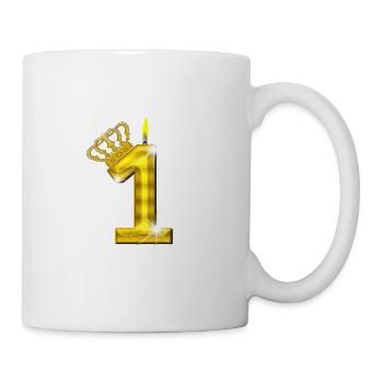 1 birthday - Crown - candle - gold - Mug - white - Right