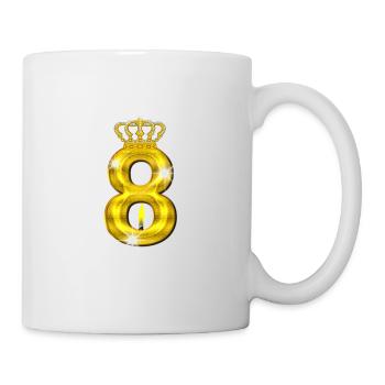 8 birthday - Crown - candle - gold - Mug - white - Right