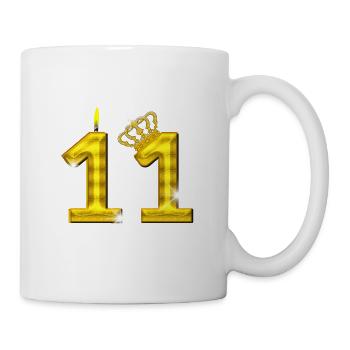 11 birthday - Crown - candle - gold - Mug - white - Right