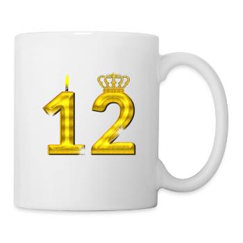 12 birthday - Crown - candle - gold - Mug - white - Right