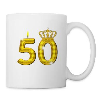 50 birthday - Crown - candle - gold - Mug - white - Right