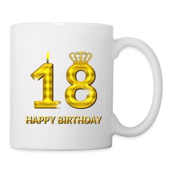 18-happy birthday - birthday - number gold - Mug - white - Right
