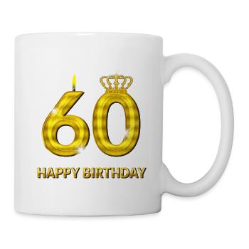 60 - happy birthday - birthday - number gold - Mug - white - Right