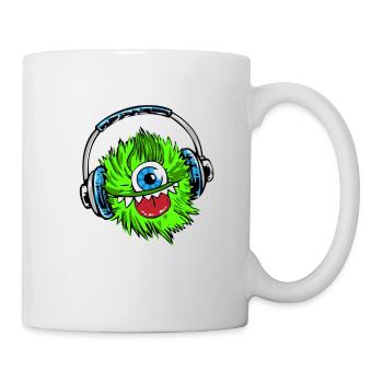 monster green headphones music party humor lol fun - Mug - white - Right